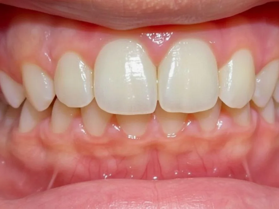 Resultado final de caso de reabilitação dos dentes anteriores